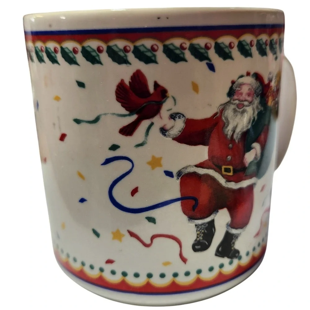 Vintage dancing‎ santa stoneware coffee mug vitromaster